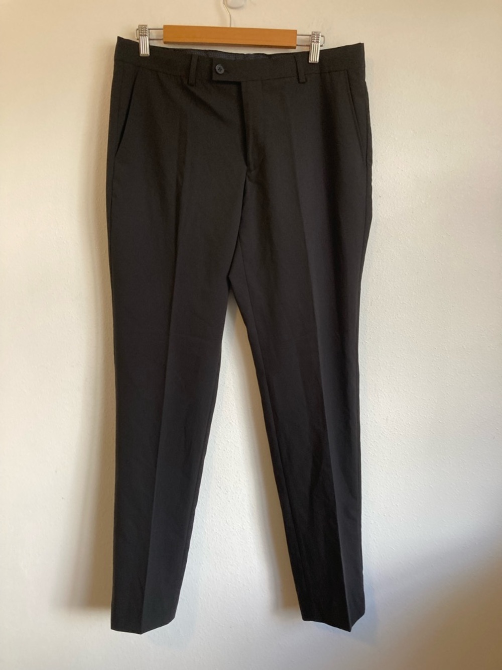 Savile Row Men's Black Dress Pants - Classic Tailored Fit Size 34